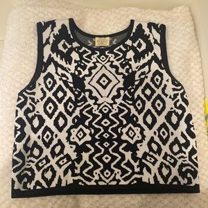 Torn By Ronny Kobo Black & White High Neck Top